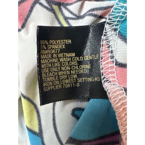 Y2K Vintage Cowl Neck Bright Floral Blouse Women Large Groovy 70s Going Out Top - Picture 6 of 6